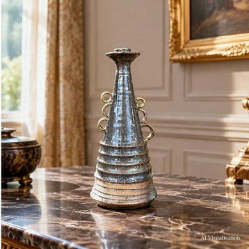 Masami Kobayashi, Kasama Ringed Sculptural Vase, Donker