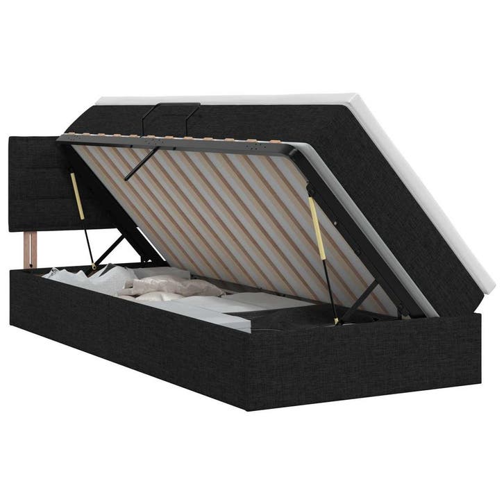 vidaXL Opbergbed met matras Zwart 90 x 200 cm Bewerkt hout, Huis en Inrichting, Slaapkamer | Bedden, Nieuw, Verzenden