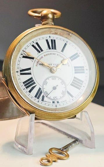 Superior Railway Timekeeper - Swiss puller pocket watch -