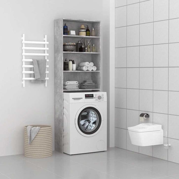 vidaXL Wasmachinekast 64x24x190 cm betongrijs, Elektronische apparatuur, Wasmachines, Nieuw, Verzenden