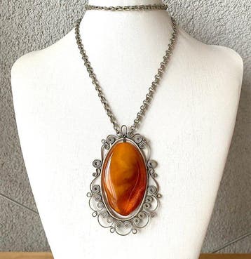 Exclusieve hele steen Baltisch barnsteen hanger-ketting van