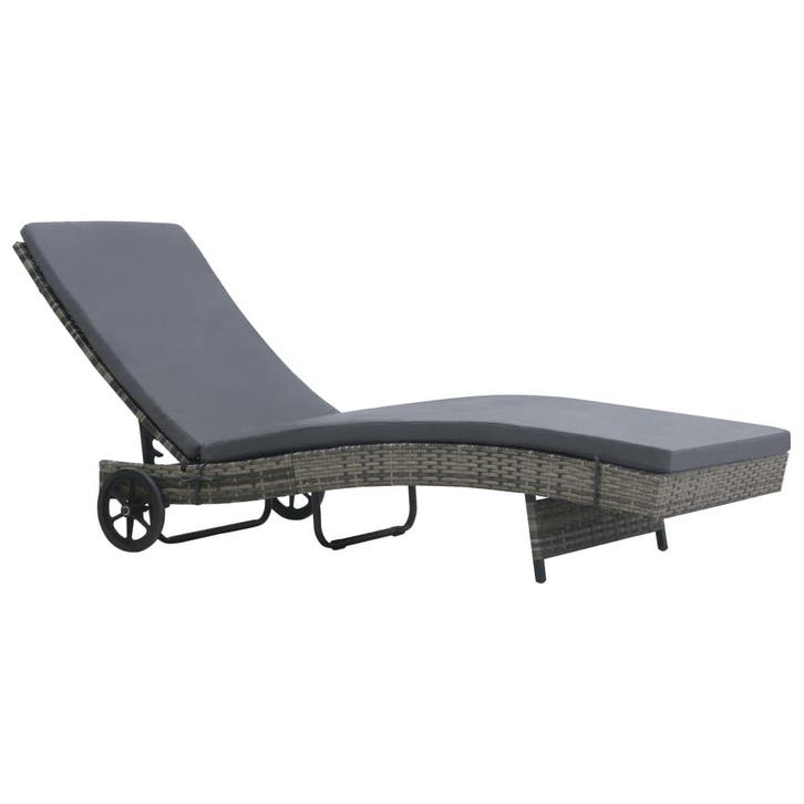vidaXL Ligbed met wielen en kussen poly rattan antraciet, Jardin & Terrasse, Chaises longues, Envoi