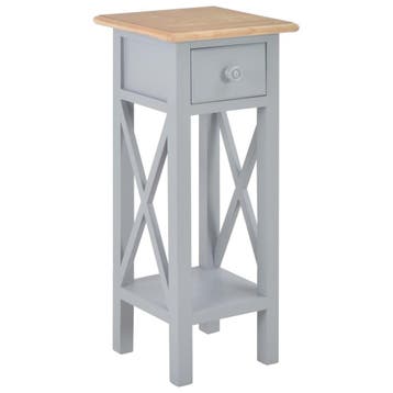 vidaXL Bijzettafel 27x27x65,5 cm hout grijs, Maison & Meubles, Verzenden