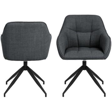 De Rebellenclub Nivala Eetkamerstoel - Donker Grijs Met Mat, Huis en Inrichting, Stoelen, Verzenden, Zo goed als nieuw, Grijs