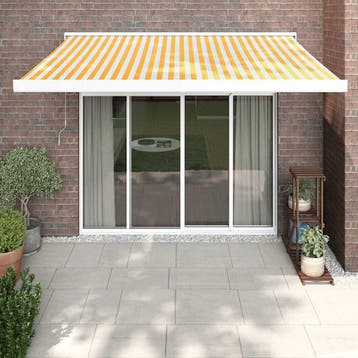vidaXL Elektrische Zonneluifel 3 x 2,5 m Geel en wit, Verzenden