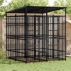 vidaXL Hondenkennel met dak 3,69 m² staal, Verzenden