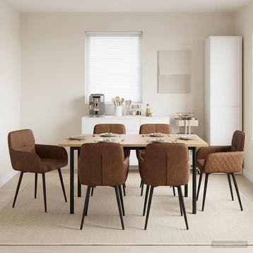 vidaXL Eetstoelen 6 st Kunst Suède Leer Bruin 59 x 56,5 x 85, Huis en Inrichting, Stoelen, Verzenden, Nieuw