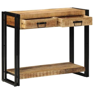 vidaXL Wandtafel met lade Bruin 90 x 33 x 75 cm Massief, Huis en Inrichting, Tafels | Bijzettafels, Verzenden, Nieuw