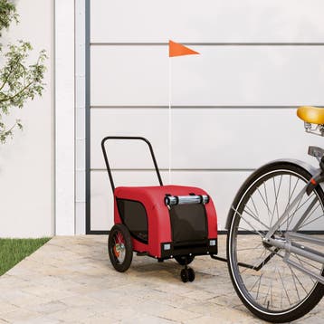 vidaXL Hondenfietstrailer oxford stof en ijzer rood en zwart, Verzenden