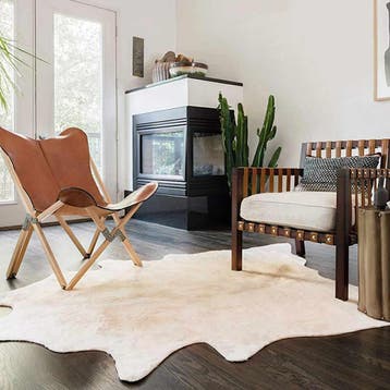 vidaXL Vloerkleed 150x170 cm echte runderhuid beige, Maison & Meubles, Verzenden