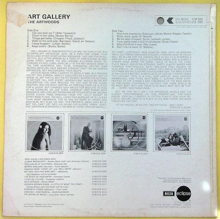 The Artwoods - Art Gallery (UK 1969 1st stereo pressing LP), CD & DVD, Vinyles Singles