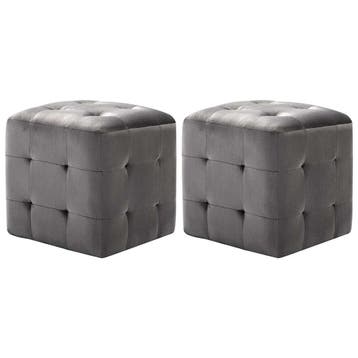 vidaXL Poef 2 st 30x30x30 cm fluweel grijs, Huis en Inrichting, Verzenden, Nieuw
