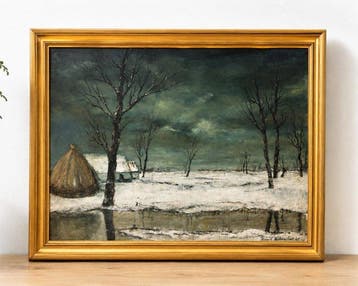 Marcel Waterschoot (XX) - Schilderij landschap (XL-Format)