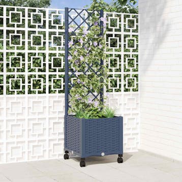 vidaXL Tuinsteker met schutting en wielen Blauw Grijs 40 x, Tuin en Terras, Verzenden, Nieuw