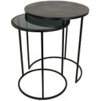 Set bijzettafels (2) - Aluminium, Glas - zwarte bijzettafels