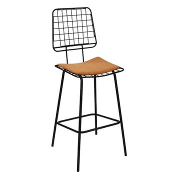 Barkruk | RIO | Microvezel/Metaal | Cognac | Zwart Frame |, Verzenden, Nieuw in verpakking