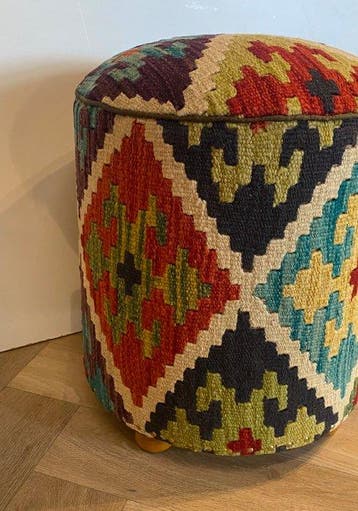 Kelim Poef (Inutilisé/Nouveau) - Tapis - 38 cm - 38 cm, Nieuw