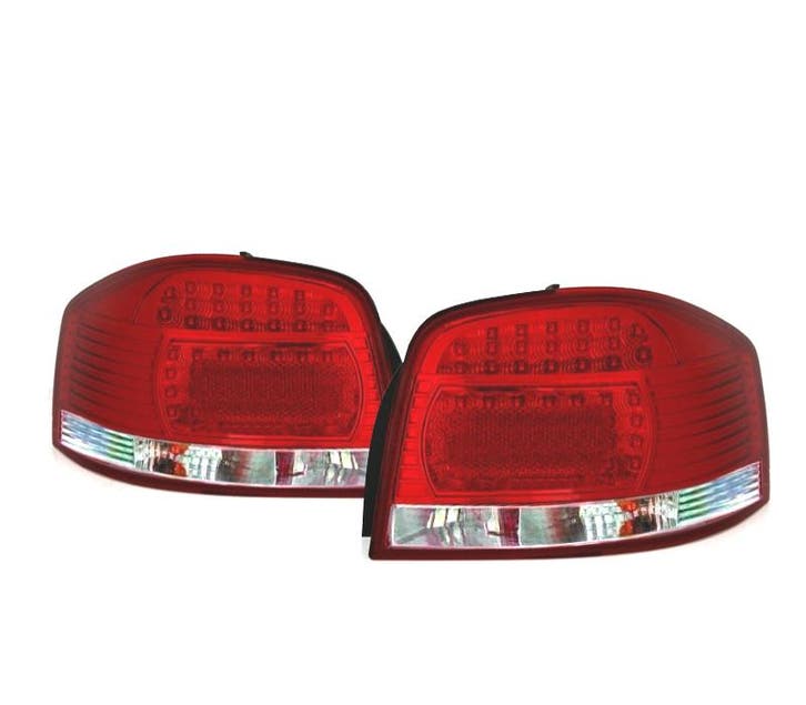 FEUX ARRIÈRE AUDI A3 8P 03-08 LED ROUGE CHROME, Autos : Pièces & Accessoires, Éclairage, Envoi