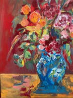 Marylène Madou - Hydrangea bouquet with ceramic vase, Antiek en Kunst