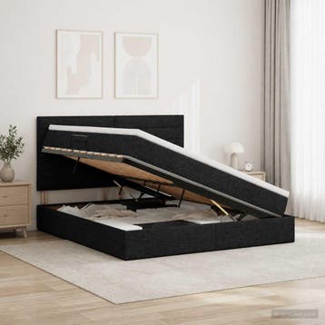 vidaXL Opslag bed met matras met hoofdeinde Zwart 160 x 200, Verzenden, Nieuw
