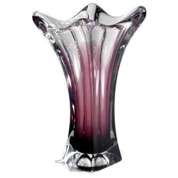 Dodo Vintage Vintage Murano Glasvase In Aubergine Und, Huis en Inrichting, Verzenden, Gebruikt, Paars, Glas