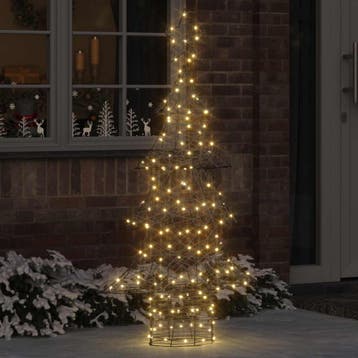vidaXL Kerstboom 160 LEDs Warmwit 150 cm Rattan, Verzenden, Nieuw