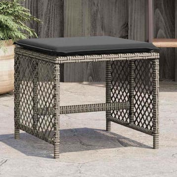 vidaXL Tuinkrukken 4 st met kussens 41x41x36 cm poly rattan, Verzenden, Nieuw