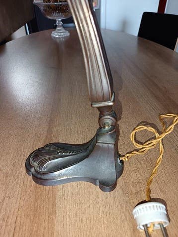 Lampe de banquier - Vitrail, Fonte - Original et en