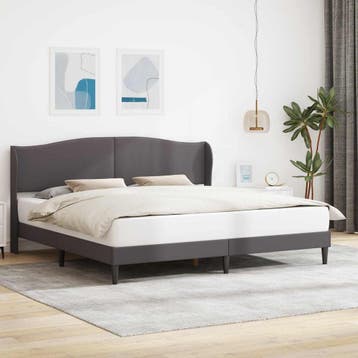 vidaXL Bedframe met hoofdeinde Grijs 180 x 200 cm Kunstleer, Verzenden, Nieuw