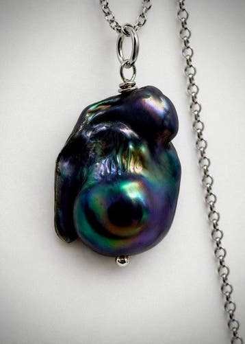 Designersieraad - Zwarte barokparels - Zilver 925 -