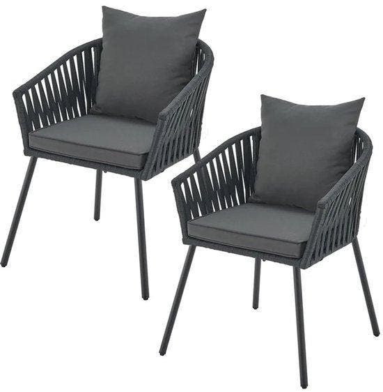 2dekans | Juskys – Touwstoelen Set van 2 – 58 x 58 x 78 cm –, Tuin en Terras, Tuinsets en Loungesets, Ophalen of Verzenden