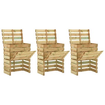 vidaXL Latten tuincomposter 3 pcs Groen 110 x 58 x 113 cm, Verzenden, Nieuw