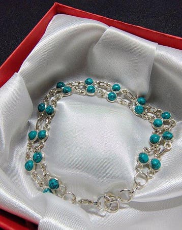 Dubbeldraadketting van 925 sterlingzilver met 22 decoratieve