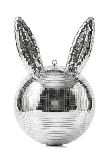 KIMU® Discobal Paashaas 48 cm Konijn Discobol Pasen Zilver S, Ophalen of Verzenden, Nieuw