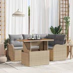 vidaXL Tuinbank Set met opslag 5 pcs Beige Poly rattan, Tuin en Terras, Verzenden, Nieuw