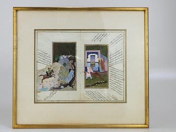 Ottomaanse miniatuurschilderkunst & kalligrafie op folio