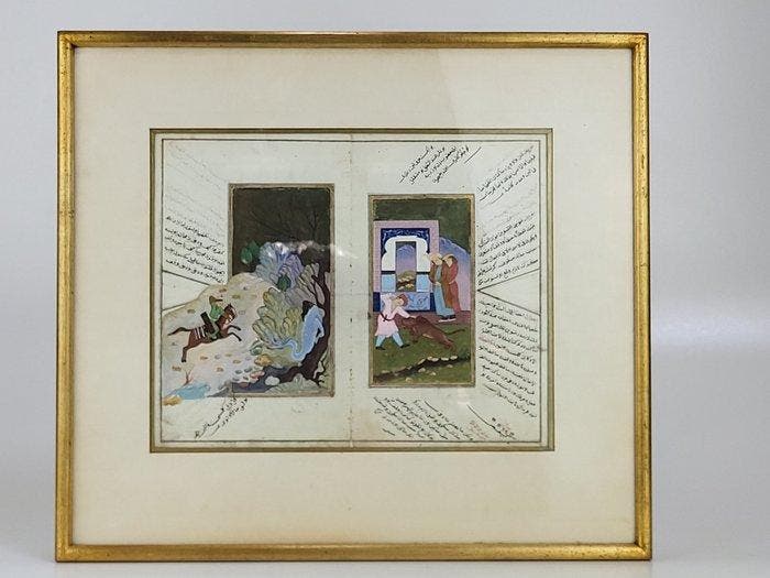 Ottomaanse miniatuurschilderkunst & kalligrafie op folio, Antiek en Kunst, Kunst | Niet-Westerse kunst