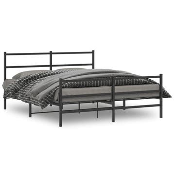 vidaXL Bedframe met hoofd- en voeteneinde metaal zwart, Verzenden