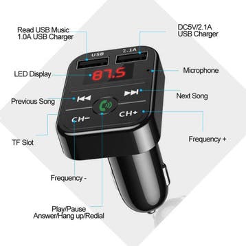 Dual USB Autolader Bluetooth Handsfree Oplader FM Radio Kit, Verzenden