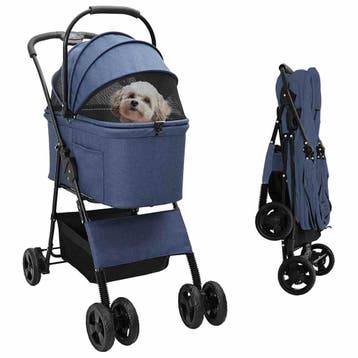 vidaXL Opvouwbare Huisdier Kinderwagen Blauw 81 x 47 x 99 cm, Dieren en Toebehoren, Verzenden, Nieuw