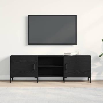 vidaXL Tv-meubelset 150 x 30 x 50 cm Zwart Eiken Bewerkt, Verzenden, Nieuw