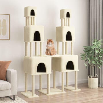 vidaXL Kattenmeubel met sisal krabpalen 199 cm crèmekleurig, Verzenden