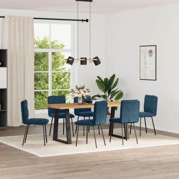 vidaXL Eetkamerstoelen 6 st fluweel blauw, Verzenden, Nieuw