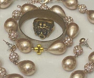 Moeder van Gouden Parels met Hoofd van Jezus Christus -, Antiek en Kunst