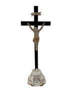 Crucifix - Hout, Porselein - 1900-1910 - Crucifix - 38 cm
