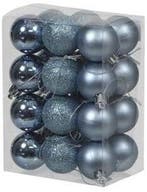 Kerstballen kunststof onbreekbaar mineral blue combi 4 cm 24, Nieuw