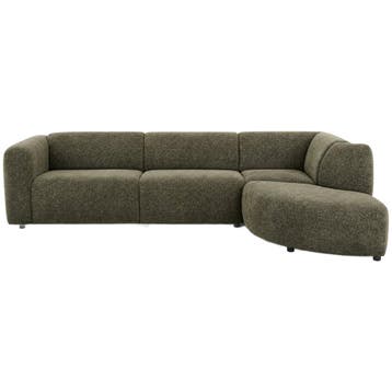 Groene Gespikkelde 3-zits Hoekzetel - 3-Zitszetel, Huis en Inrichting, Zetels | Zetels, Gebruikt, Verzenden, 300 cm of meer, Stof