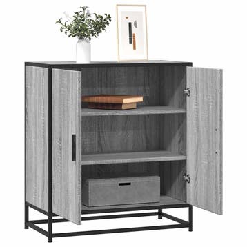 vidaXL Dressoir 68x35x76 cm bewerkt hout en metaal grijs, Verzenden