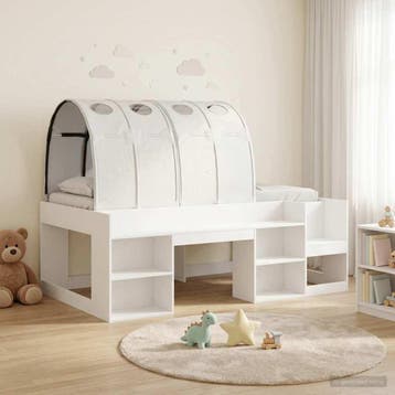 vidaXL Bedframe met Tunnel met plank 3 st Wit Geconstrueerd, Verzenden