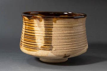 Drie-kleurige geglazuurde Chawan (theekom) - Keramiek -